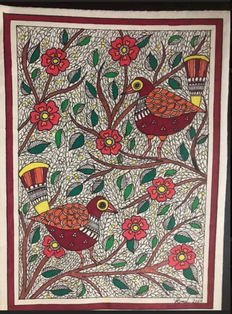 Floral Harmony in Madhubani